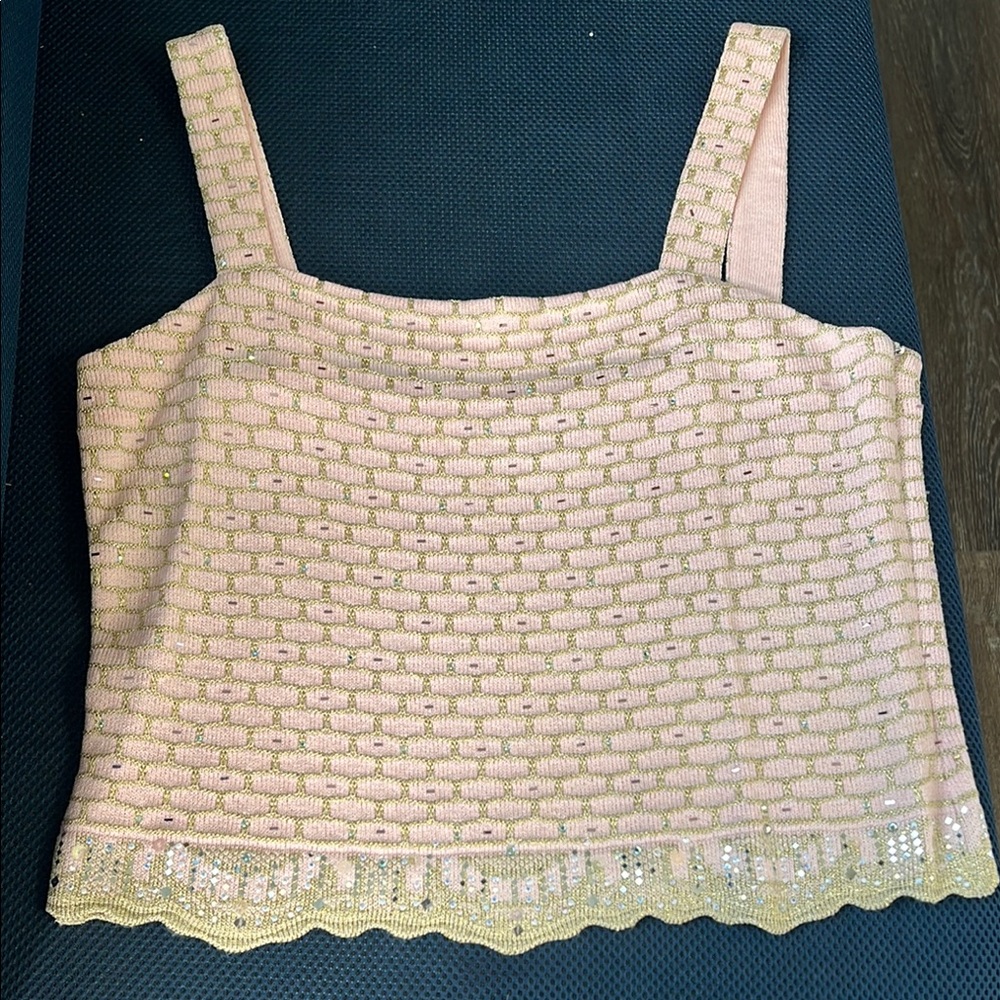 Vintage Elegant Pink and Gold Women's Top
